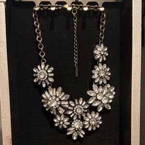 BaubleBar Silver Crystal Floral Necklace